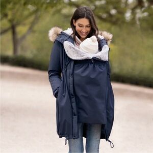 Seraphine Valetta 3-in-1 winter maternity baby wearing parka navy blue size 8
